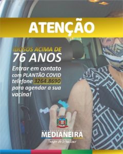 Medianeira iniciou vacinação de idosos acima de 76 anos