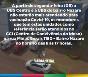 UBS Centro e Nazaré a partir do dia 05 de julho não atendem mais vacina contra COVID