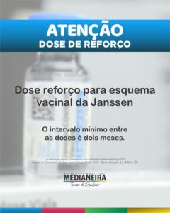 Dose reforço para esquema vacinal da Janssen começou em Medianeira