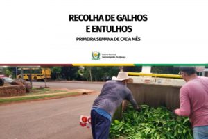 Coleta de entulhos e galhos é realizada na primeira semana de cada mês em Serranópolis do iguaçu