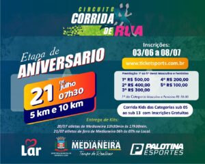 Estão abertas as inscrições para a Etapa de Aniversário do Circuito de Corridas de Rua de Medianeira